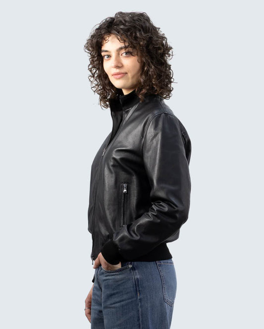 Giacca bomber in vera pelle da donna