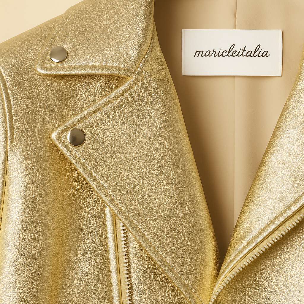 Giacca biker donna oro in vera pelle | Maricle Italia