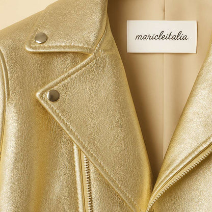 Giacca biker donna oro in vera pelle | Maricle Italia