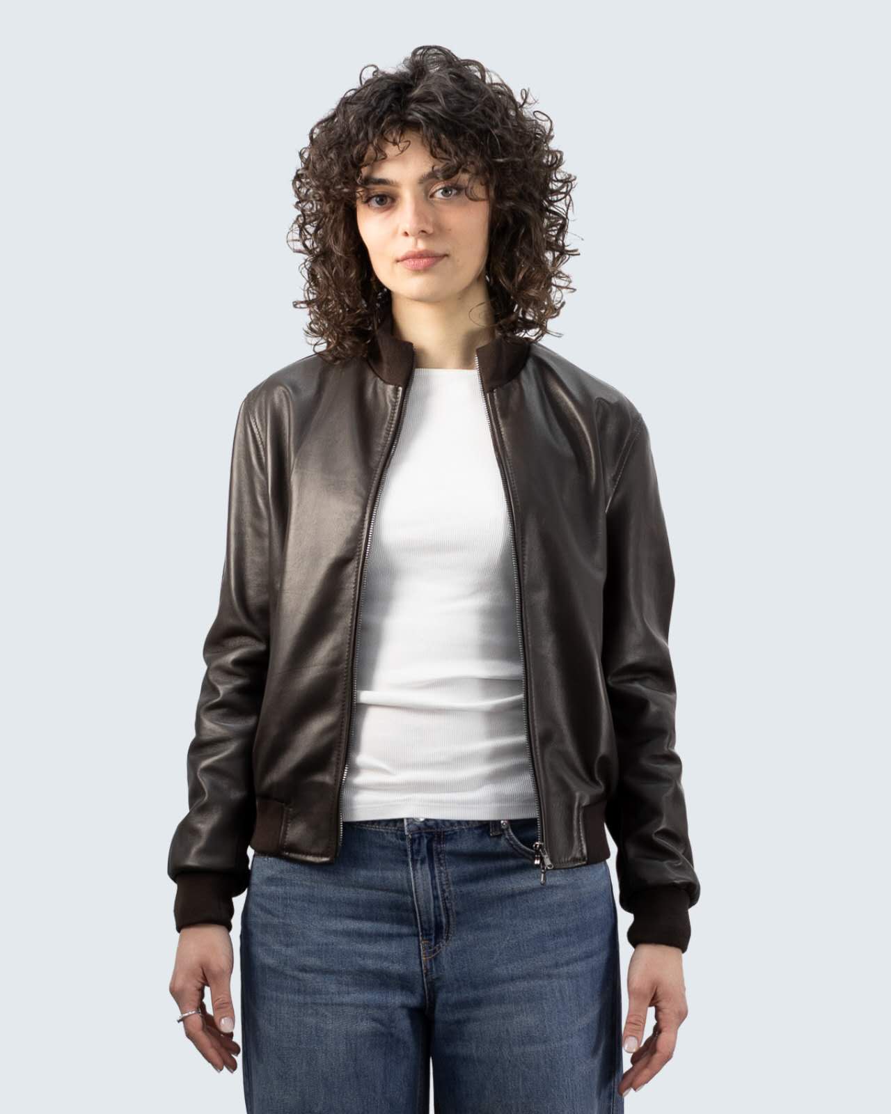 Giacca bomber in vera pelle da donna
