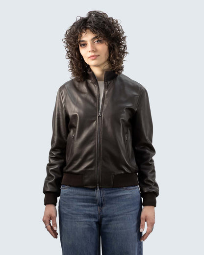 Giacca bomber in vera pelle da donna
