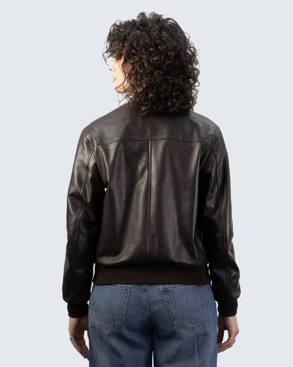 Giacca bomber in vera pelle da donna