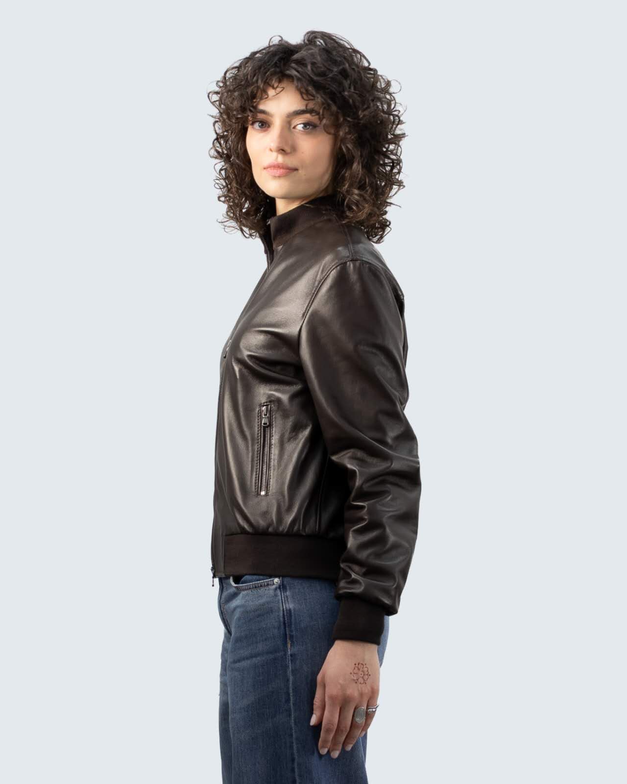 Giacca bomber in vera pelle da donna
