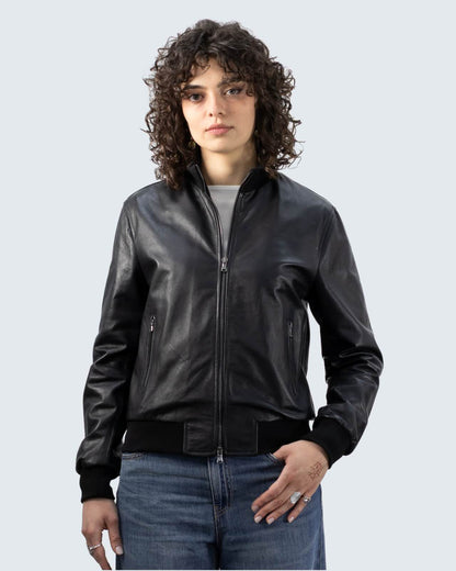 Giacca bomber in vera pelle da donna