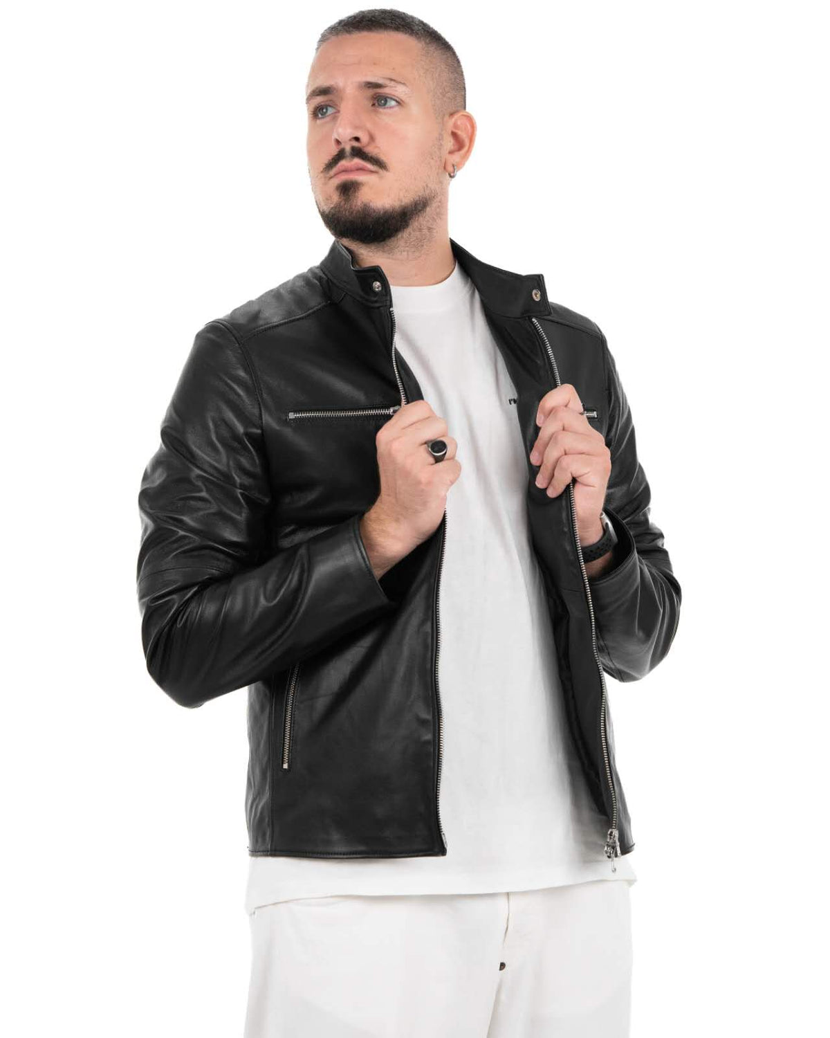 Giacca Biker Uomo in Vera Pelle Nappa di Agnello BK3008R