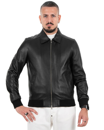 Giacca Bomber Uomo in Vera Pelle Nappa di Agnello – Modello B107P