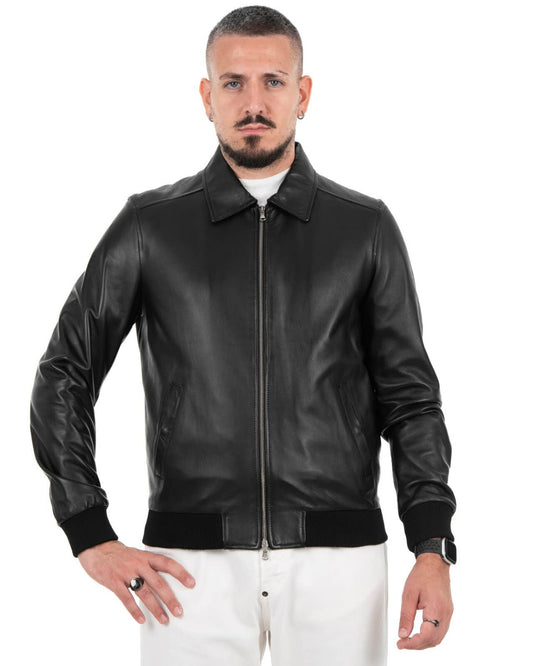 Giacca Bomber Uomo in Vera Pelle Nappa di Agnello – Modello B107P