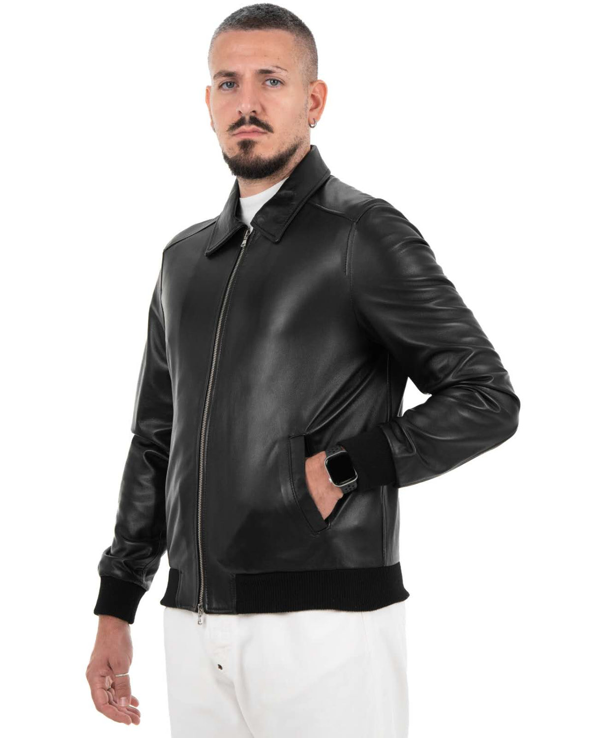 Giacca Bomber Uomo in Vera Pelle Nappa di Agnello – Modello B107P