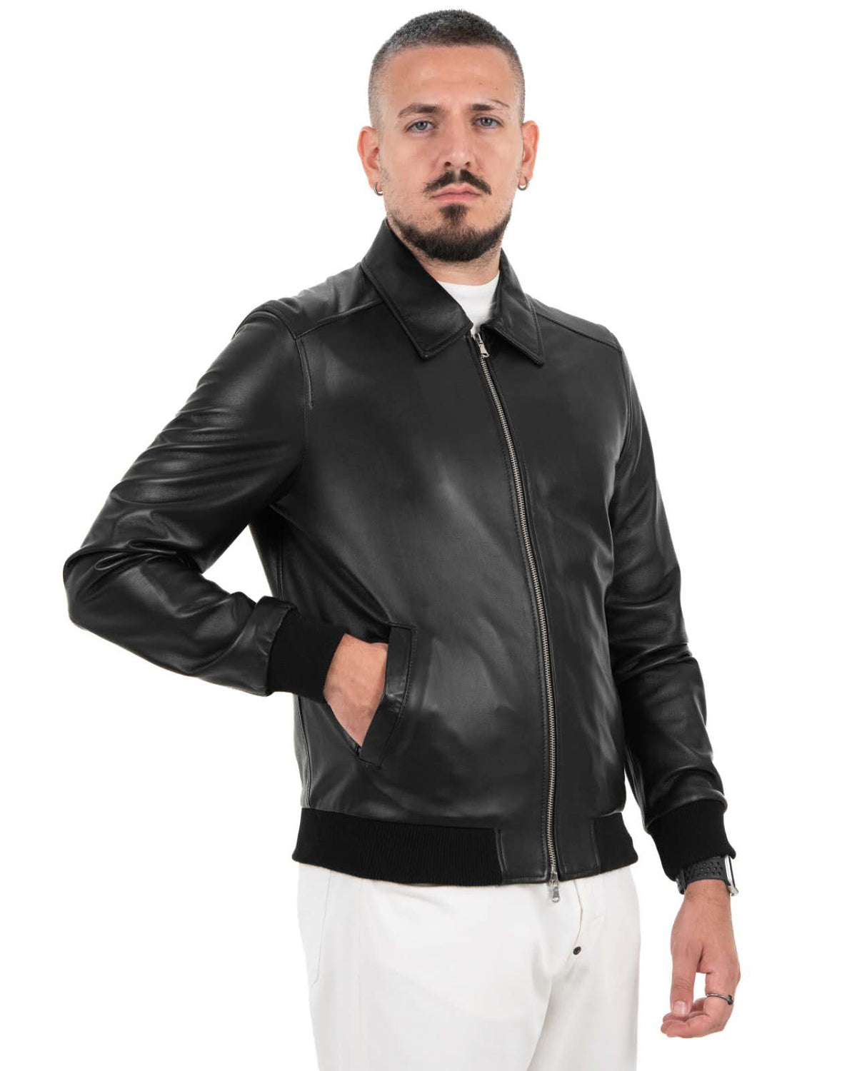 Giacca Bomber Uomo in Vera Pelle Nappa di Agnello – Modello B107P