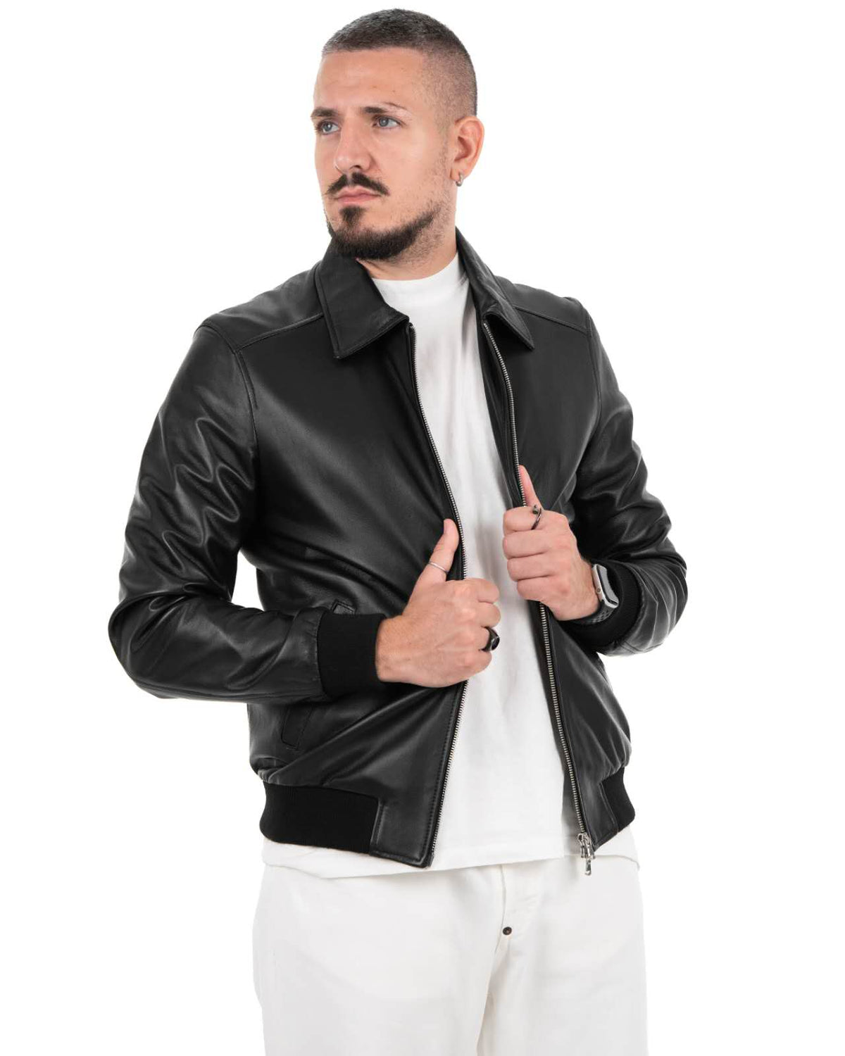 Giacca Bomber Uomo in Vera Pelle Nappa di Agnello – Modello B107P