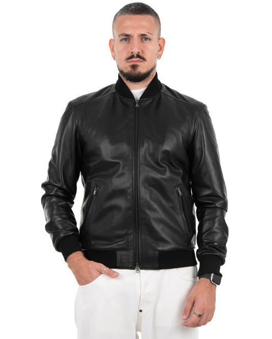 Giacca Bomber Uomo in Vera Pelle Nappa di Agnello – Modello B92N