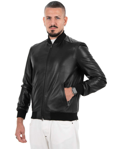 Giacca Bomber Uomo in Vera Pelle Nappa di Agnello – Modello B92N