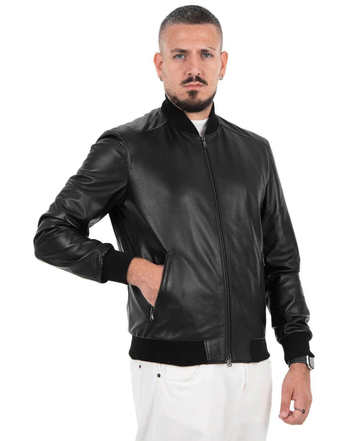Giacca Bomber Uomo in Vera Pelle Nappa di Agnello – Modello B92N
