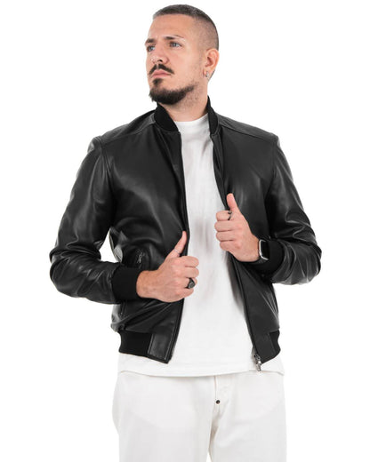 Giacca Bomber Uomo in Vera Pelle Nappa di Agnello – Modello B92N