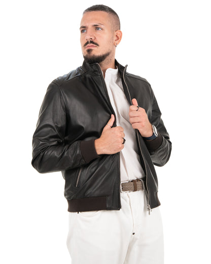 Giacca Bomber Uomo in Vera Pelle Nappa di Agnello – BR185