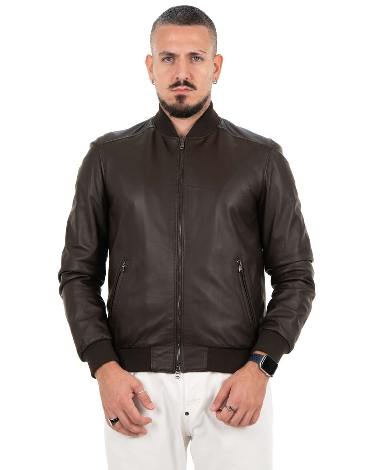 Giacca Bomber Uomo in Vera Pelle Nappa di Agnello -- BR170