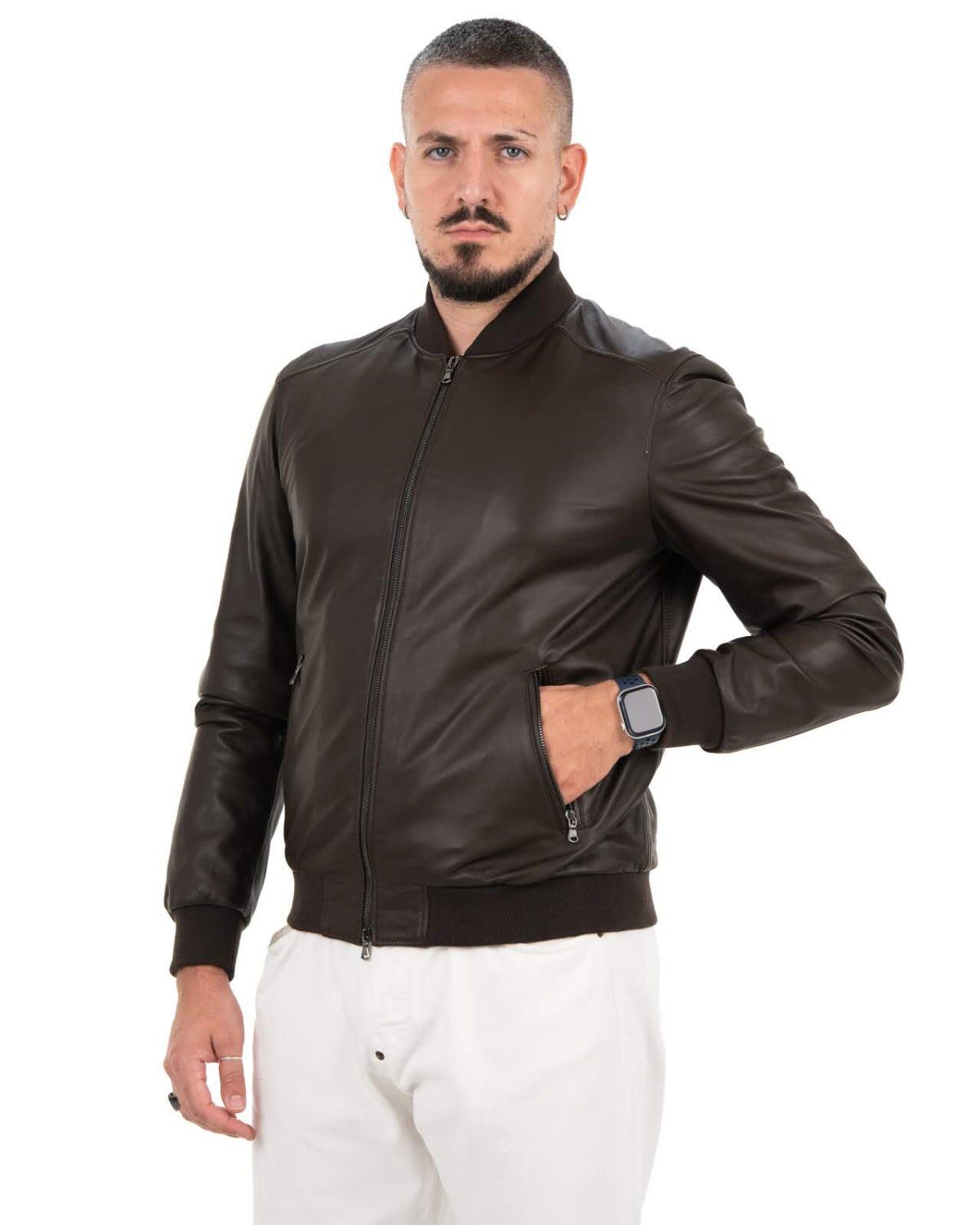 Giacca Bomber Uomo in Vera Pelle Nappa di Agnello -- BR170