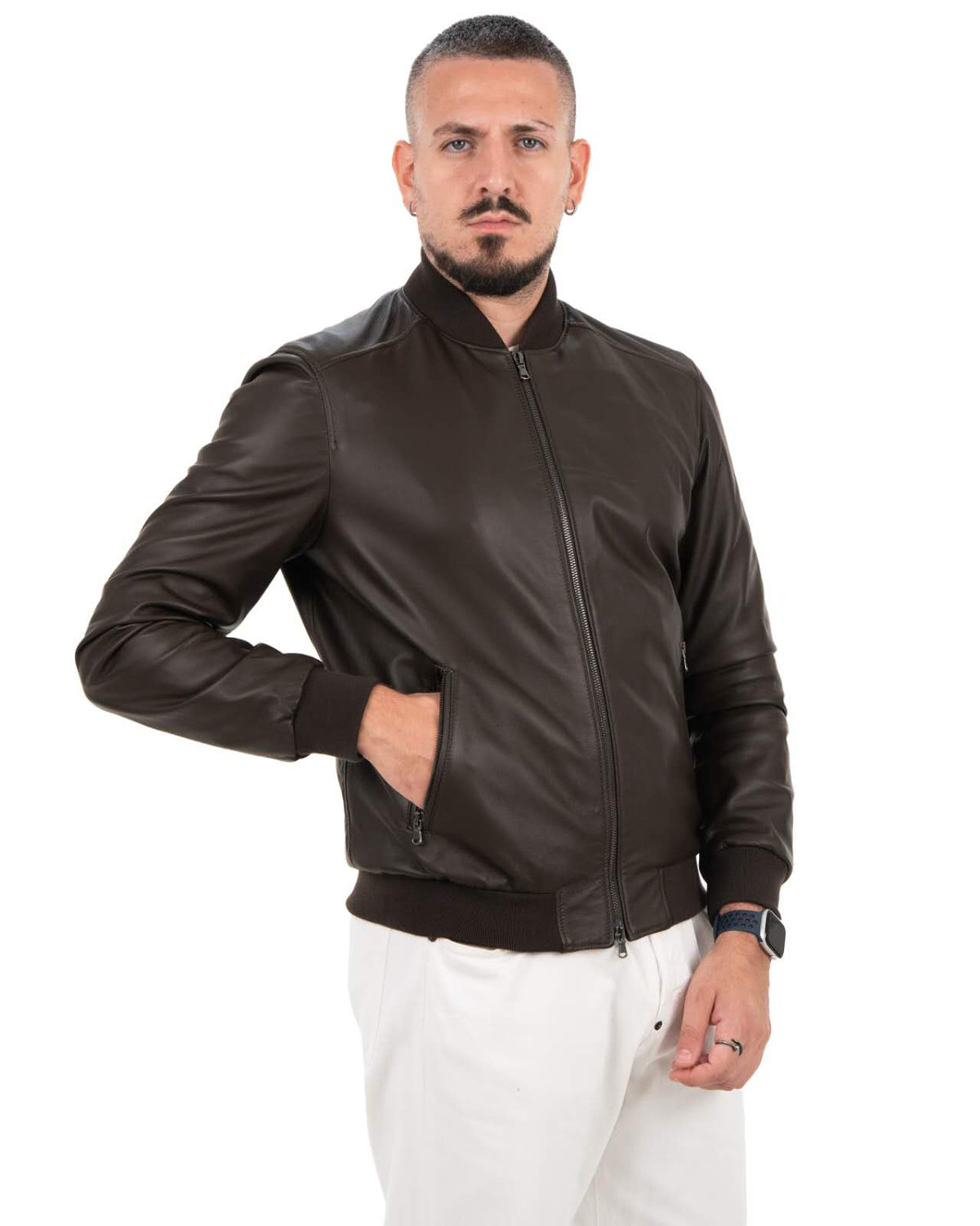 Giacca Bomber Uomo in Vera Pelle Nappa di Agnello -- BR170