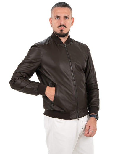 Giacca Bomber Uomo in Vera Pelle Nappa di Agnello -- BR170