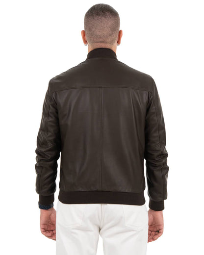 Giacca Bomber Uomo in Vera Pelle Nappa di Agnello -- BR170