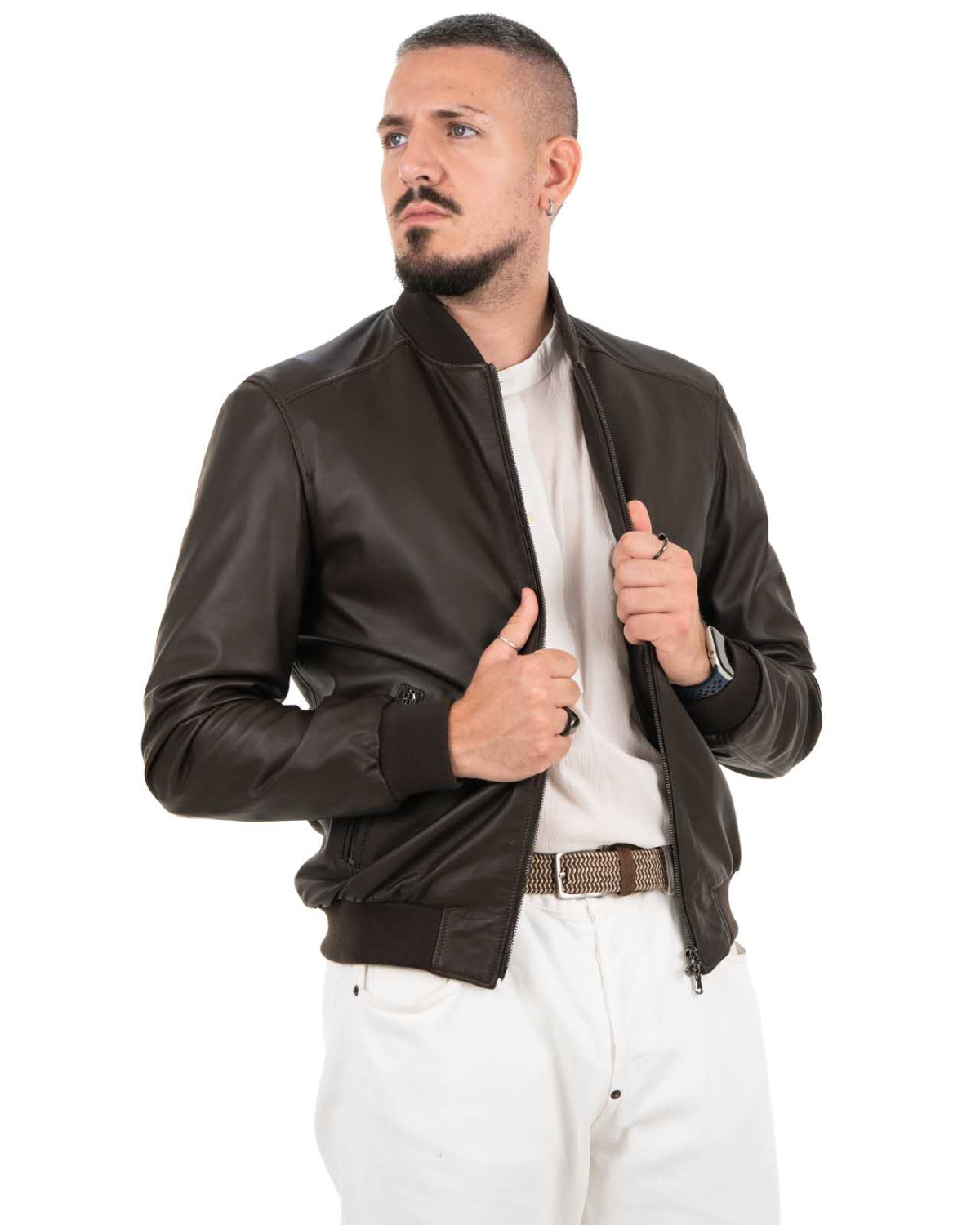 Giacca Bomber Uomo in Vera Pelle Nappa di Agnello -- BR170