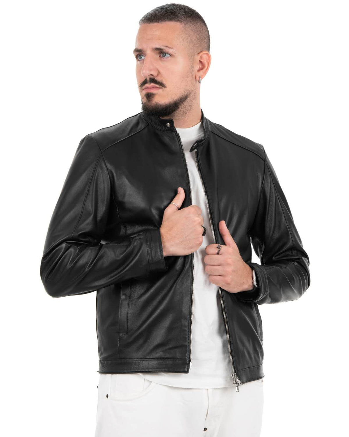 Giacca biker in  vera pelle Nappa G1092W