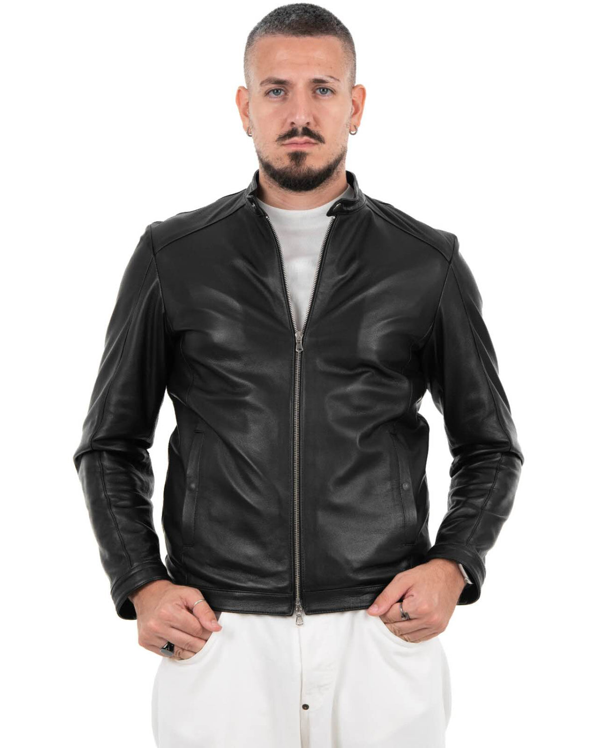 Giacca biker in  vera pelle Nappa G1092W