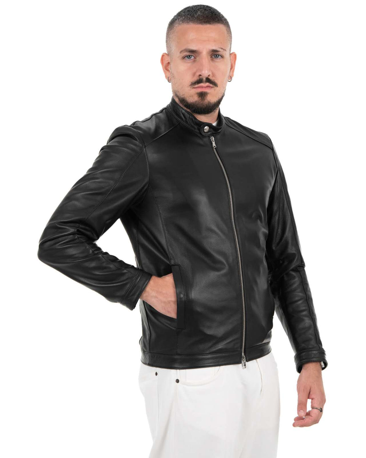 Giacca biker in  vera pelle Nappa G1092W