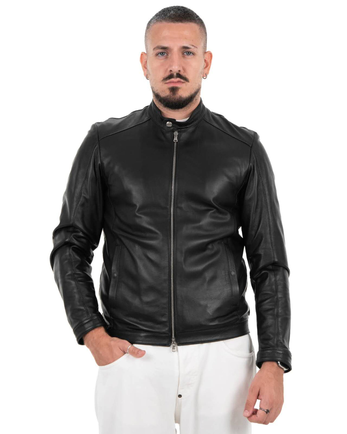Giacca biker in  vera pelle Nappa G1092W