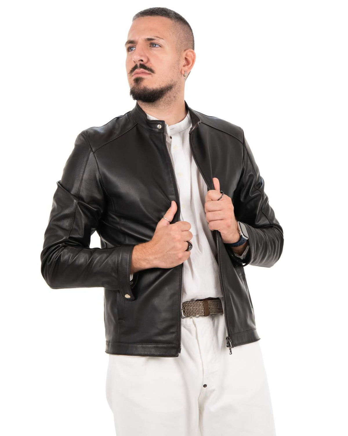 Giacca Biker in Vera Pelle Napaa  G1082W