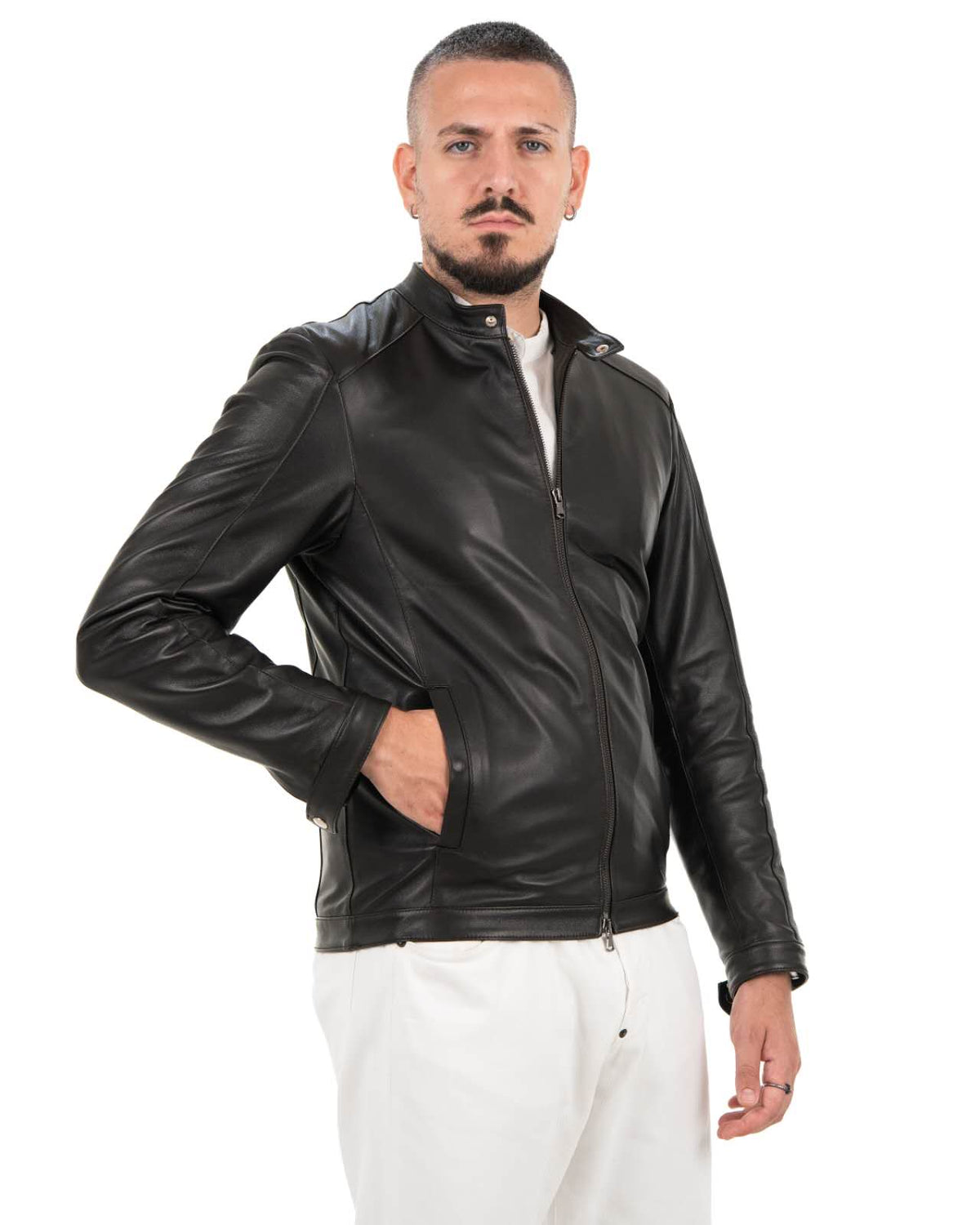 Giacca Biker in Vera Pelle Napaa  G1082W