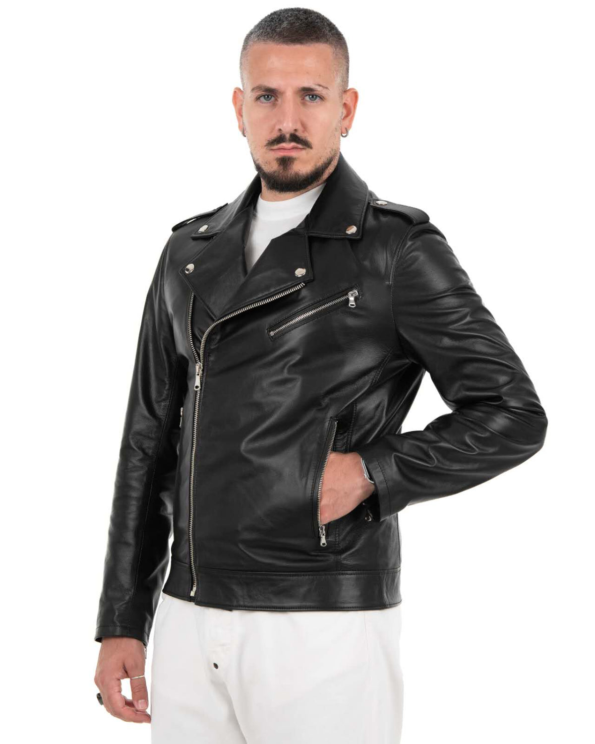 Giacca Chiodo Uomo in Vera Pelle di Agnello – Modello G1890W