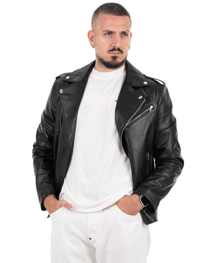Giacca Chiodo Uomo in Vera Pelle di Agnello – Modello G1890W