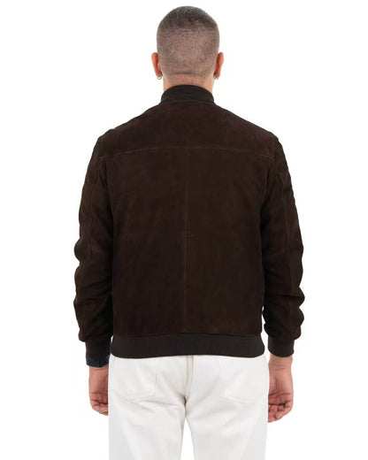 Giacca Bomber Uomo in Vera Pelle Scamosciata Testa di Moro – Modello BR1709
